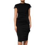Roberto Cavalli Black Bodycon Short Sleeves Dress DR81811-46