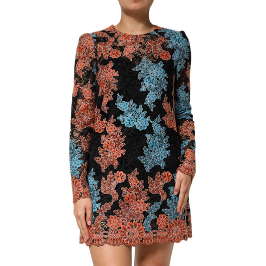Dolce & Gabbana Multicolor Floral Embroidery Shift Mini Dress DR81814-44
