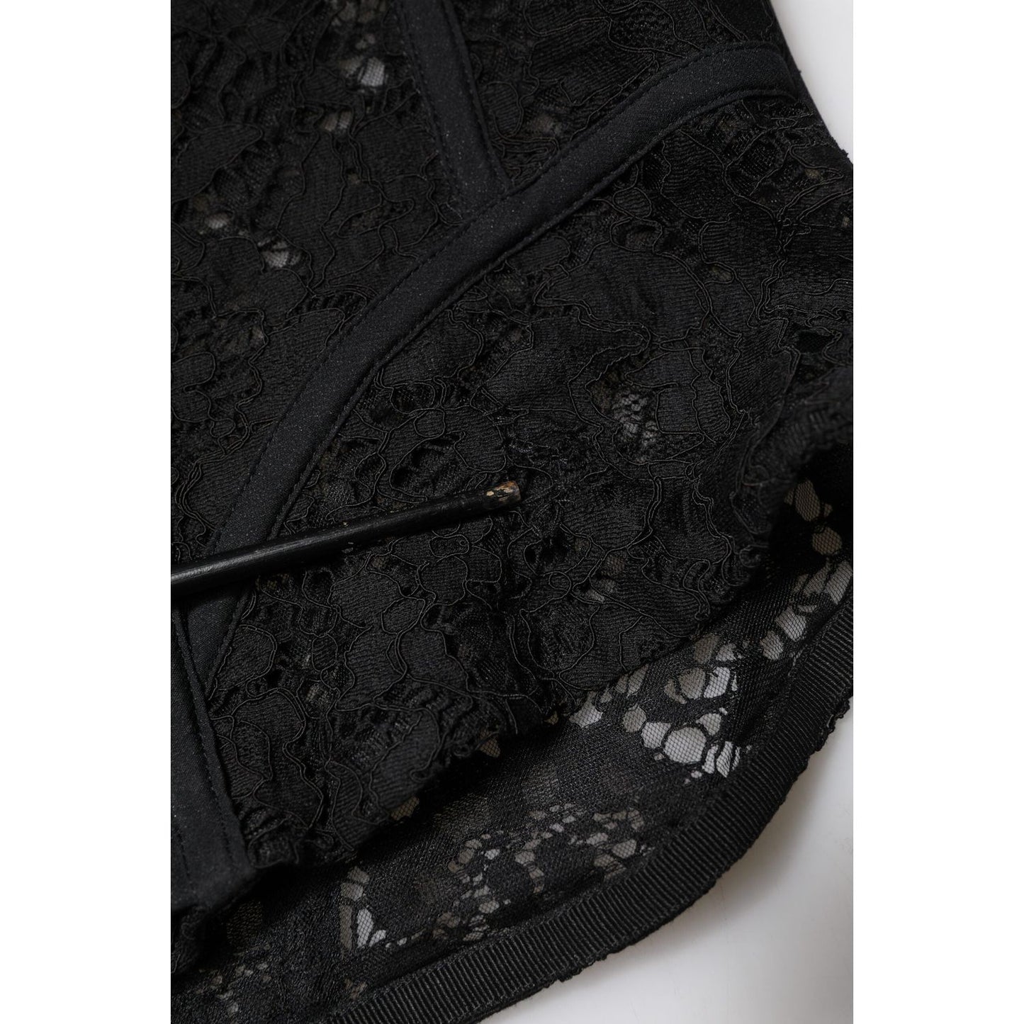Dolce & Gabbana Black Strapless Floral Lace Bustier Cropped Top TSH90635-42
