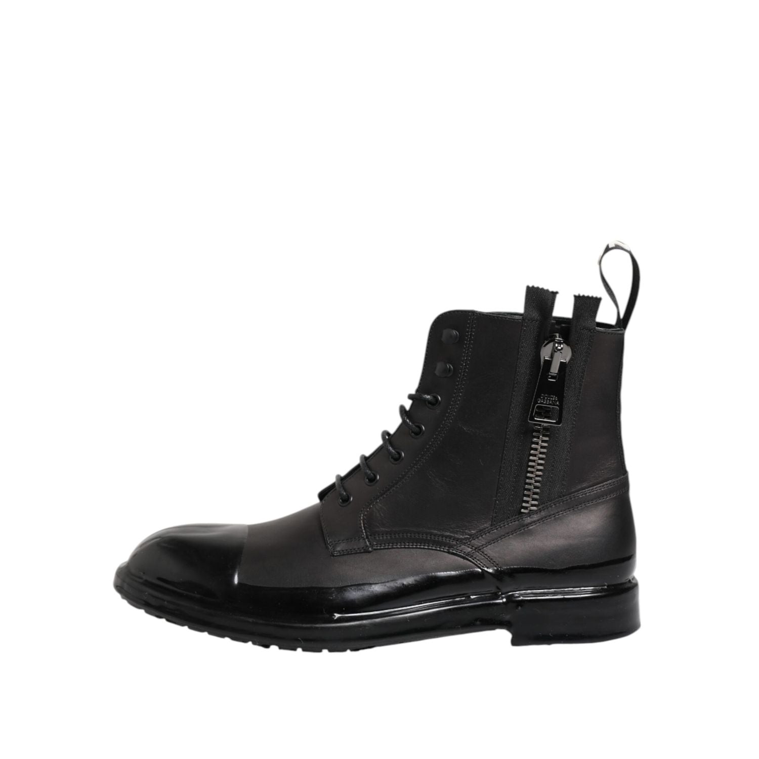 Dolce & Gabbana Brown Black Lace Up Mid Calf Men Boots Shoes