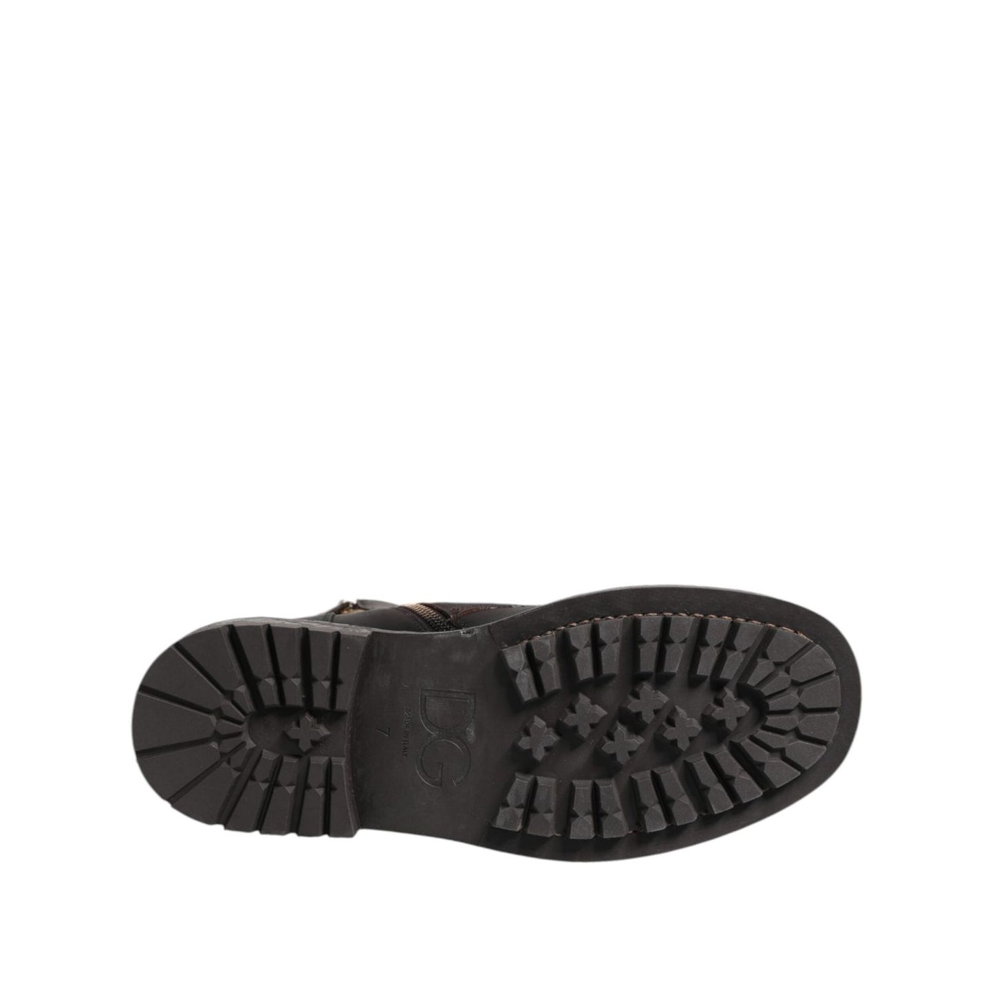 Dolce & Gabbana Dark Brown Leather Lace Up Mid Calf Boots Shoes