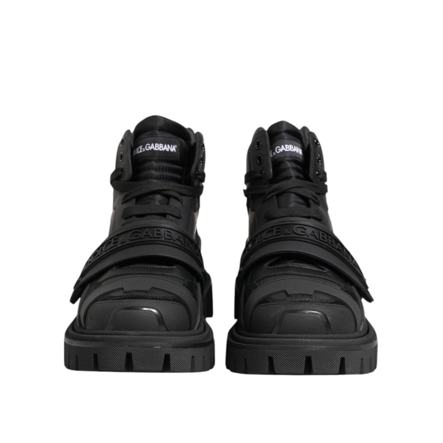 Dolce & Gabbana Black Leather Trekking Sneakers Boots Shoes MV7734-41