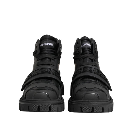 Dolce & Gabbana Black Leather Trekking Sneakers Boots Shoes MV7734-41