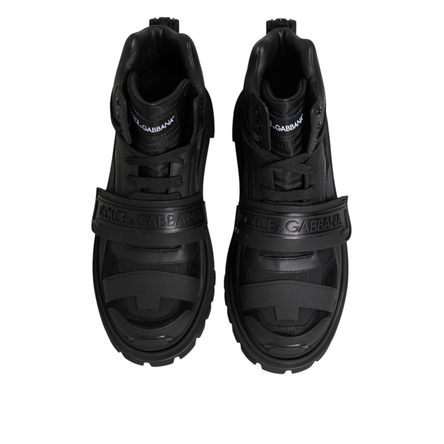 Dolce & Gabbana Black Leather Trekking Sneakers Boots Shoes MV7734-41
