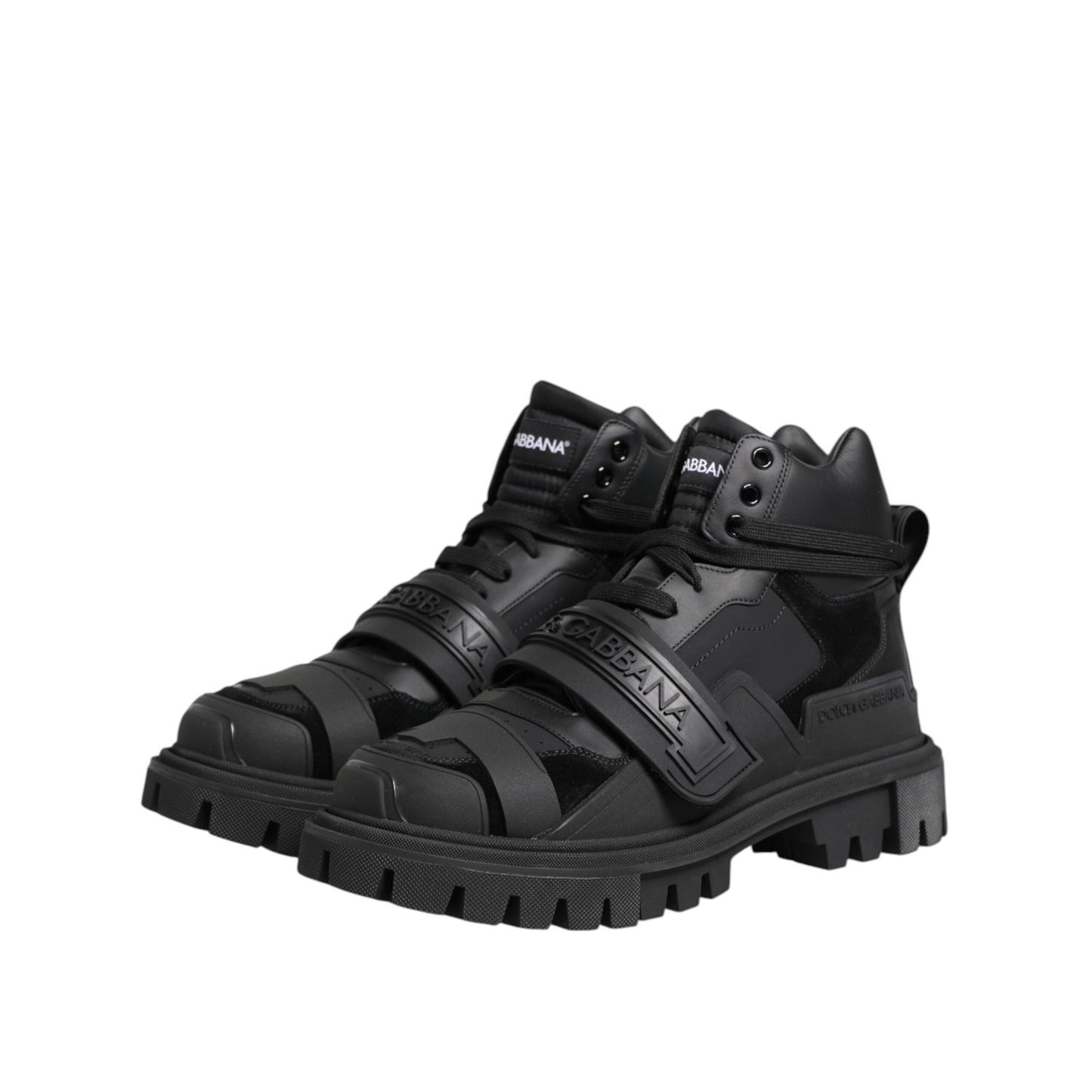 Dolce & Gabbana Black Leather Trekking Sneakers Boots Shoes MV7734-41