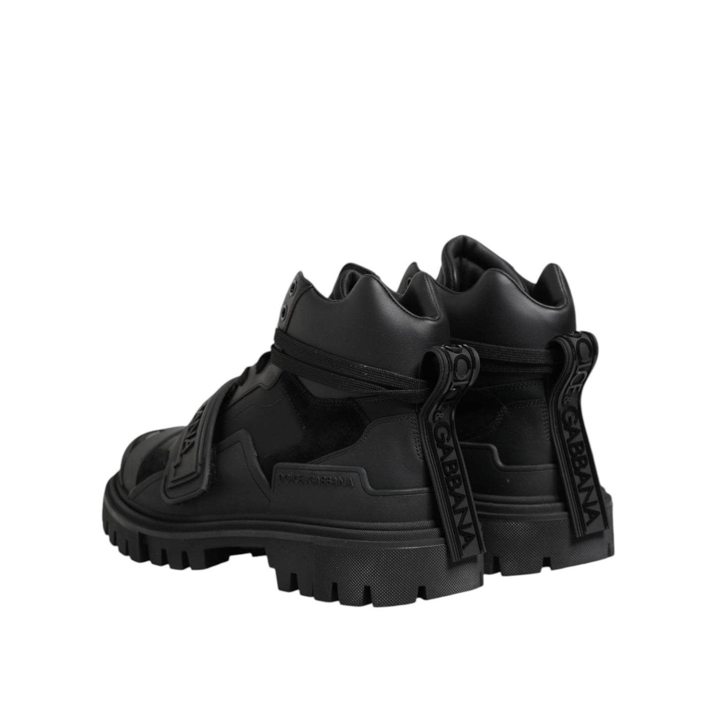 Dolce & Gabbana Black Leather Trekking Sneakers Boots Shoes MV7734-41