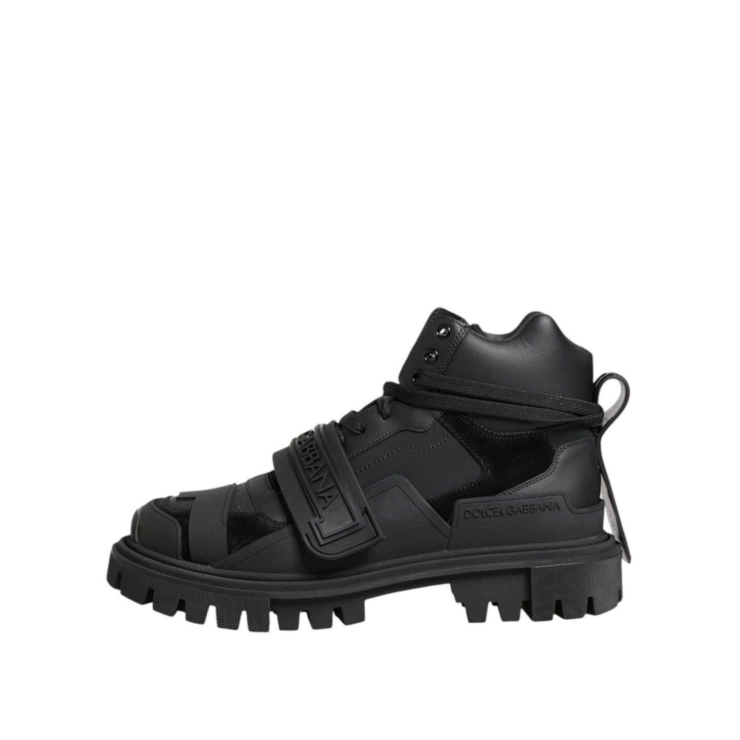Dolce & Gabbana Black Leather Trekking Sneakers Boots Shoes MV7734-41