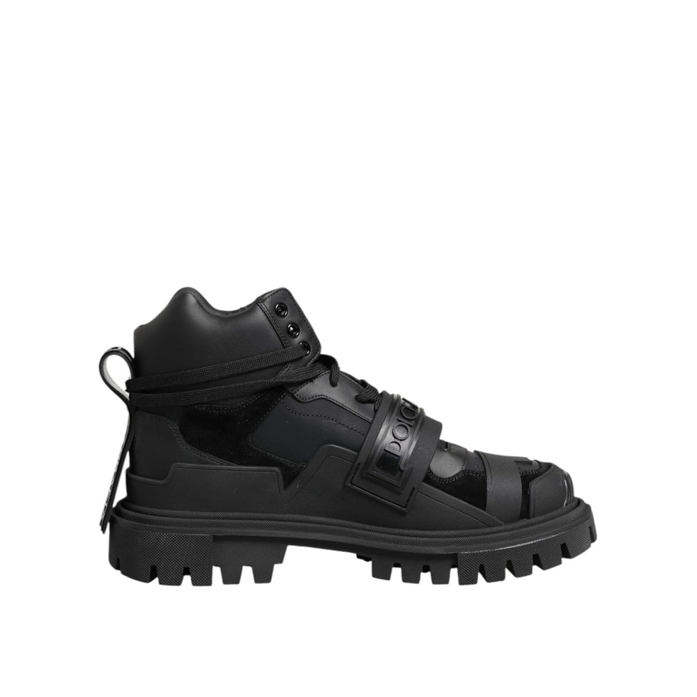 Dolce & Gabbana Black Leather Trekking Sneakers Boots Shoes MV7734-41