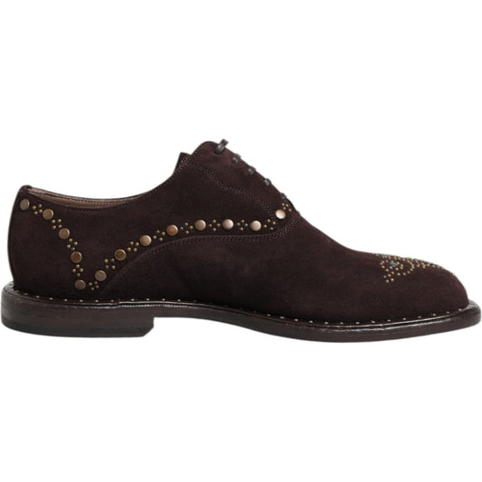 Dolce & Gabbana Brown Velvet Lace Up Oxford Dress Shoes