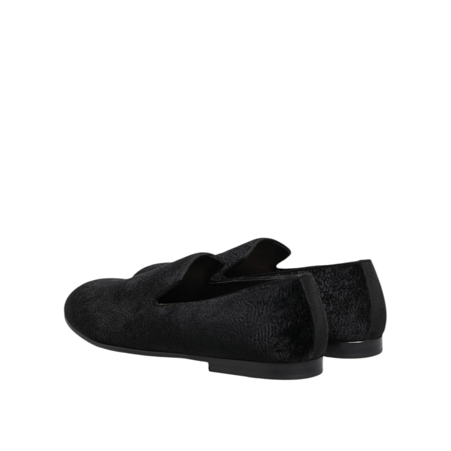Dolce & Gabbana Black Jacquard Loafers Formal Men Dress Shoes MV7673-39