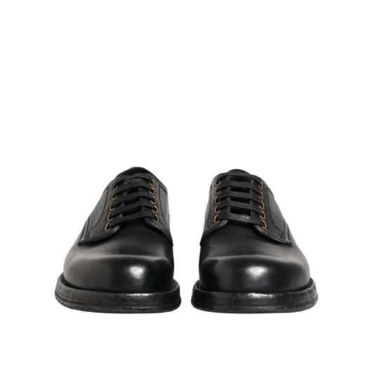 Dolce & Gabbana Black Leather Lace Up Derby Formal Shoes MV7692-42.5