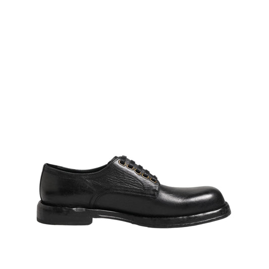 Dolce & Gabbana Black Leather Lace Up Derby Formal Shoes MV7692-42.5