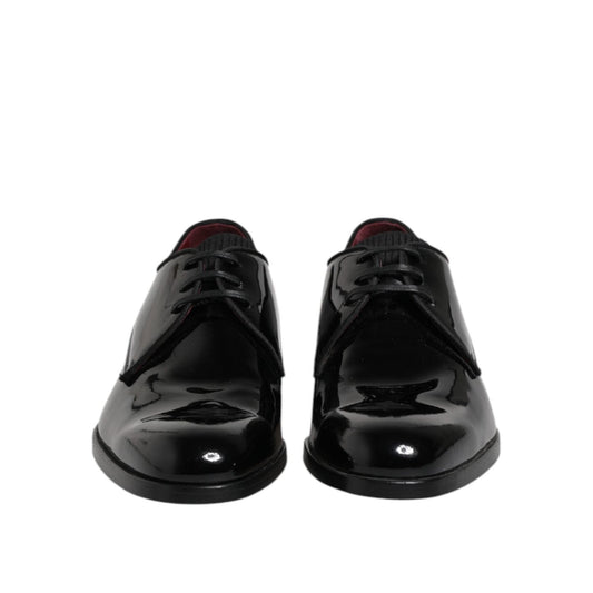 Dolce & Gabbana Black Leather Lace Up Men Derby Formal Shoes MV7700-39.5