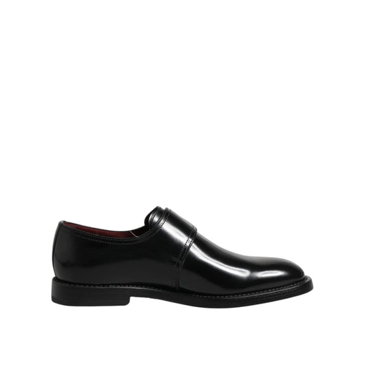 Dolce & Gabbana Black Leather Monk Strap Derby Formal Shoes MV7730-46