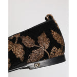 Dolce & Gabbana Black Floral Embroidery Men Loafers Shoes MV7807-44