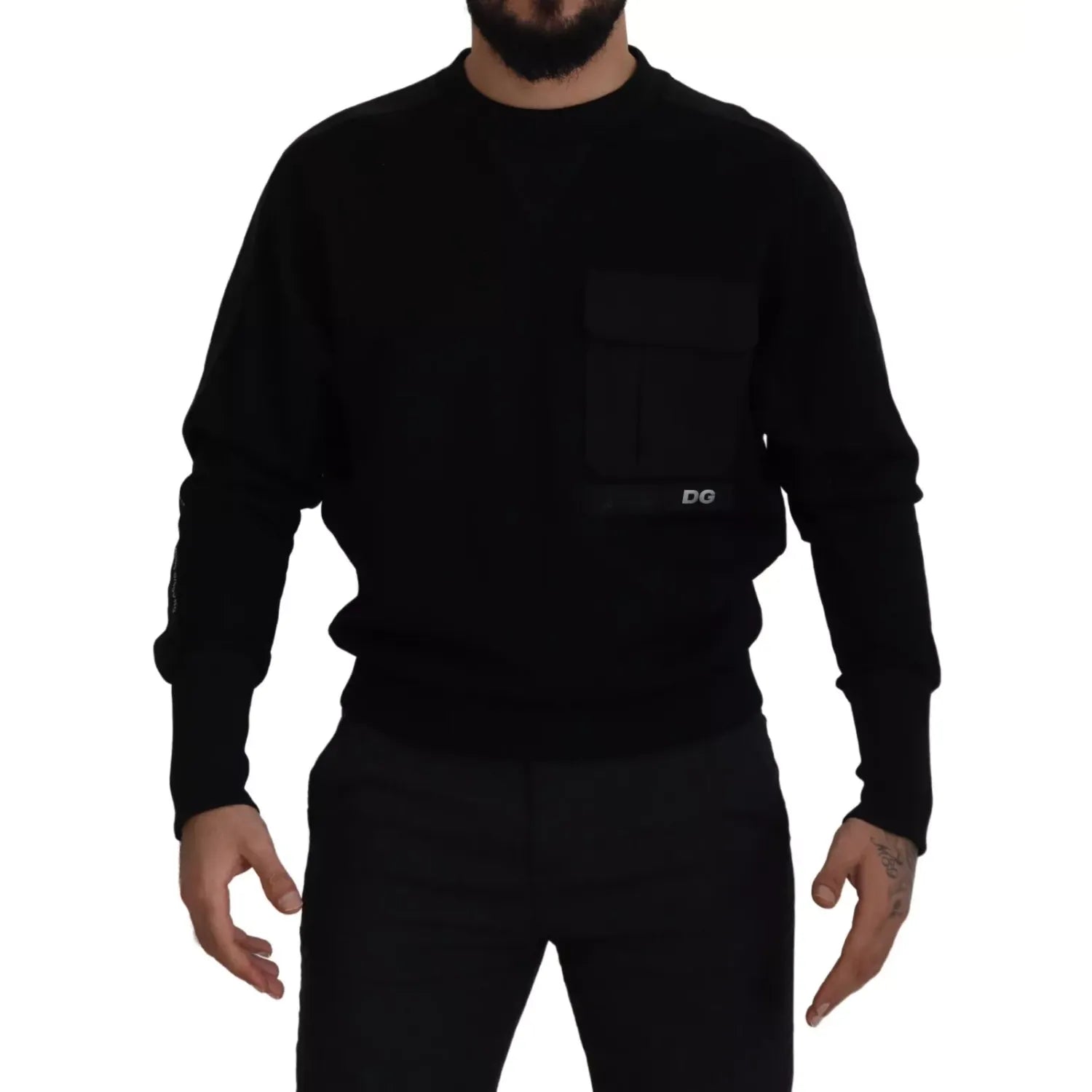 Dolce & Gabbana Black Cotton Crewneck Sweatshirt Sweater