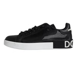 Dolce & Gabbana Black Calf Leather Portofino Sneakers Shoes LA12168-36.5