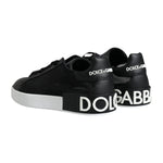 Dolce & Gabbana Black Calf Leather Portofino Sneakers Shoes LA12168-36.5