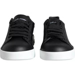 Dolce & Gabbana Black Calf Leather Portofino Sneakers Shoes LA12168-36.5