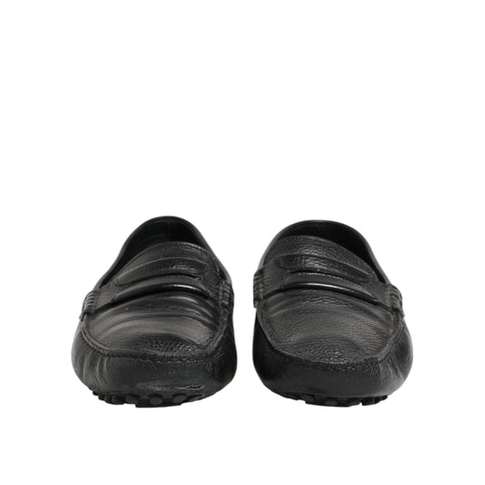 Dolce & Gabbana Black Leather Slip On Mocassin Loafer Shoes MV7596-43