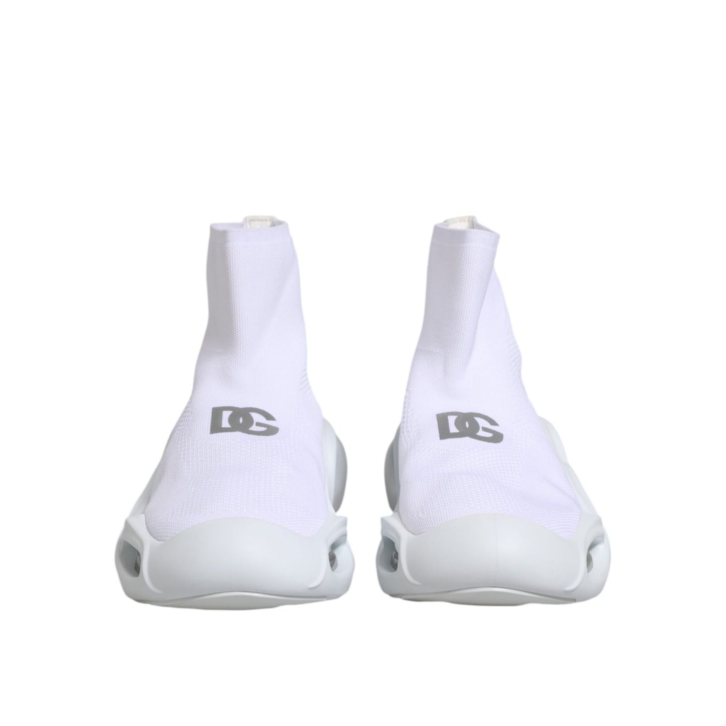 Dolce & Gabbana White Silver Slip On Wave Socks Sneakers Shoes