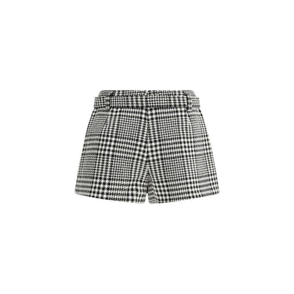 Self-Portrait Multicolor Polyester Short And Mini Shorts with houndstooth pattern, fitted style, side zipper, and removable belt.