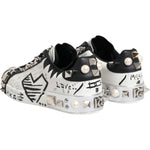 Dolce & Gabbana Black White Studded Low Top Sneakers Shoes MV7609-41