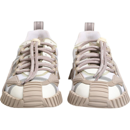 Dolce & Gabbana White Beige Leather Low Top NS1 Sneakers Shoes MV7722-42