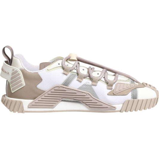 Dolce & Gabbana White Beige Leather Low Top NS1 Sneakers Shoes MV7722-42
