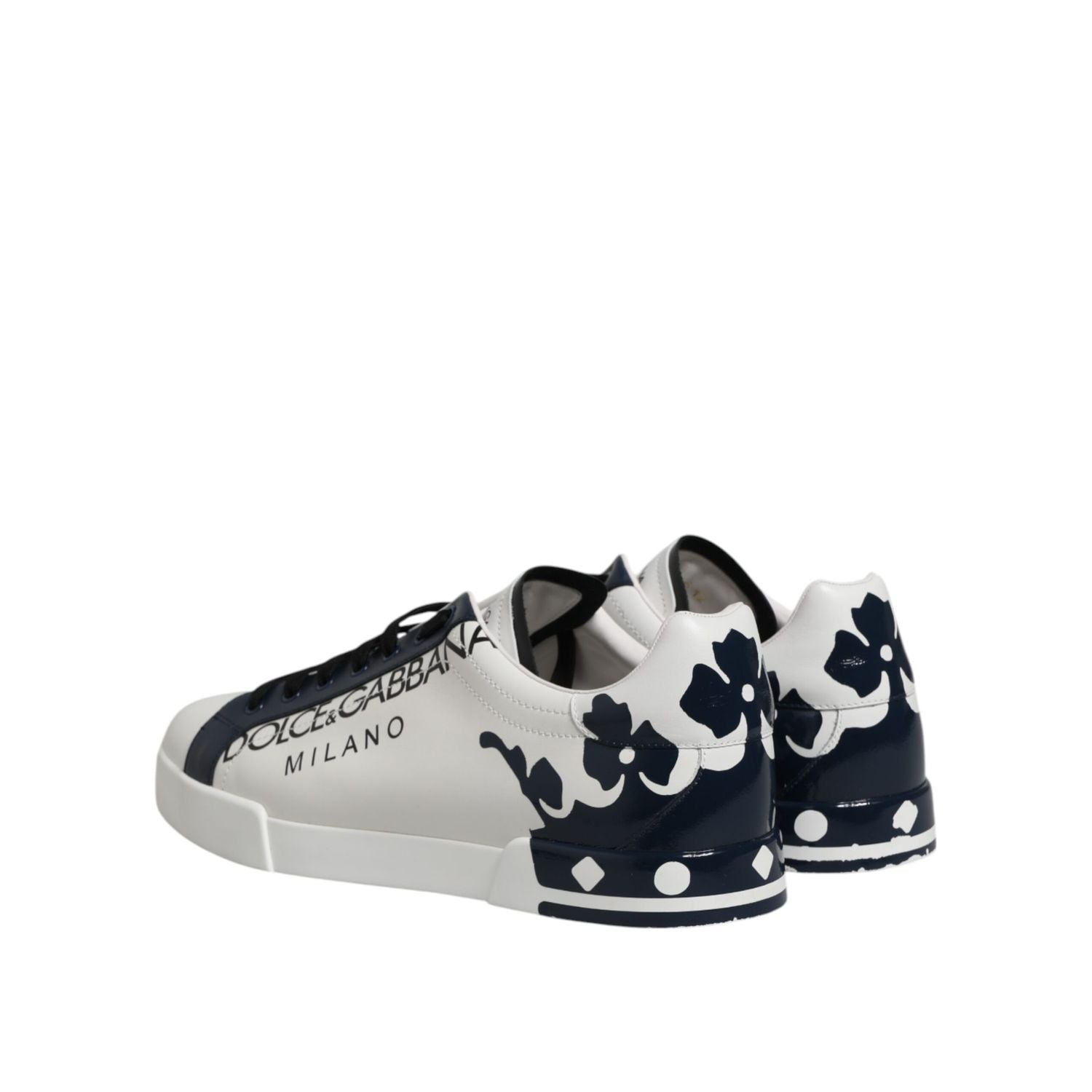 Dolce & Gabbana White Blue Crown Low Top Sneakers Shoes