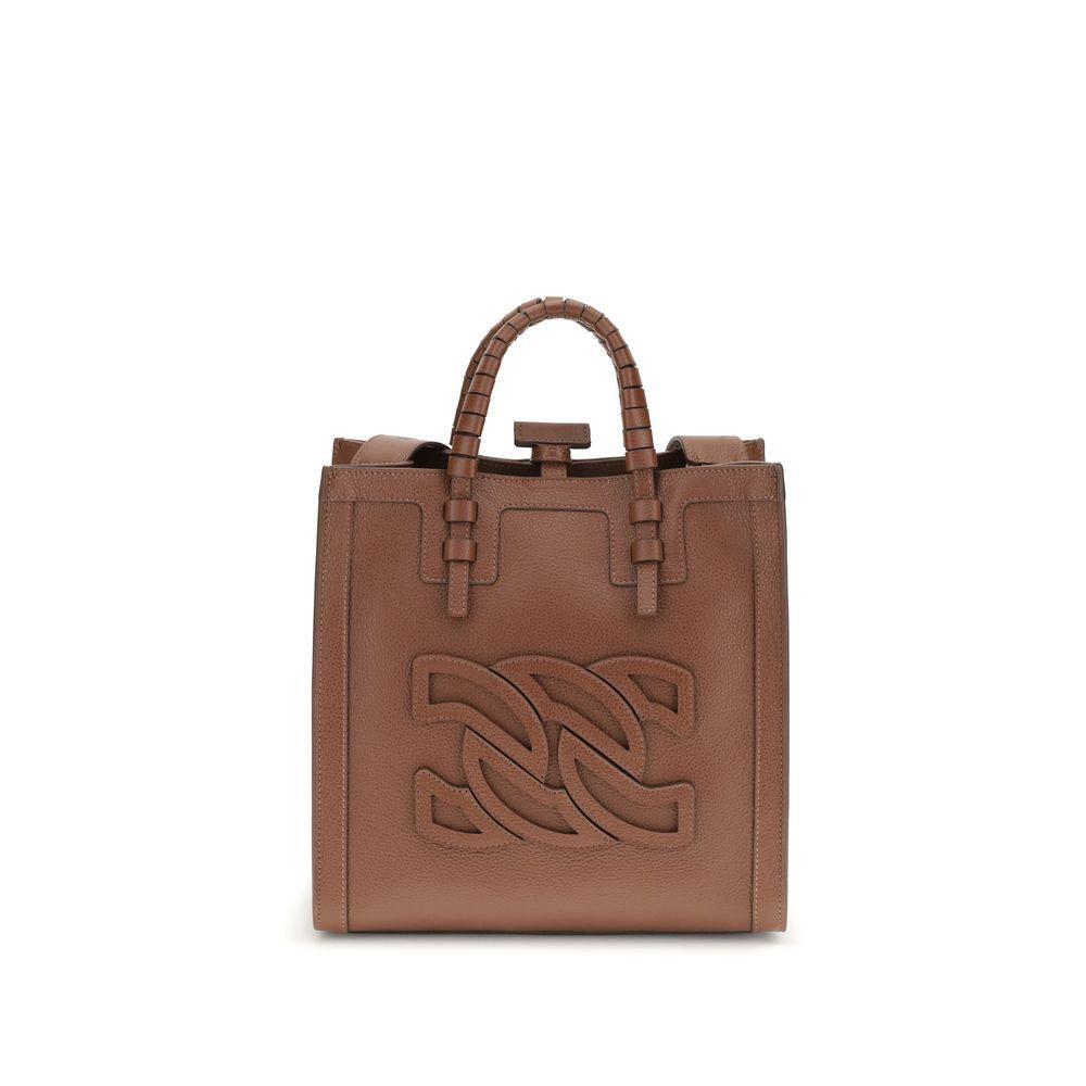 Front view with bag zipped and handles upright.