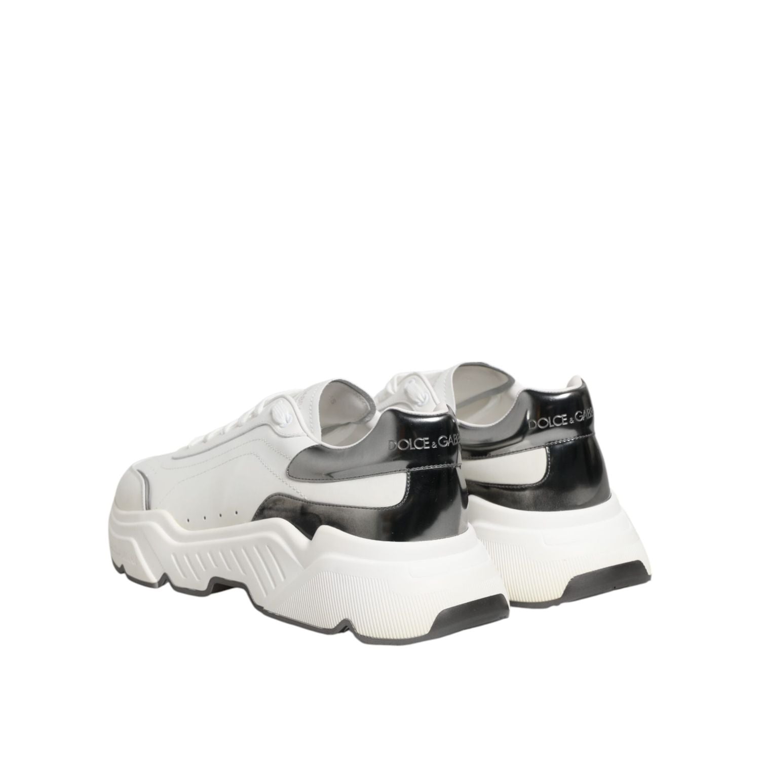 Dolce & Gabbana White Silver DAYMASTER Leather Sneakers Shoes