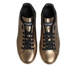 Dolce & Gabbana Gold Portofino Leather Low Top Sneakers Shoes MV7808-45