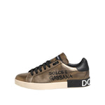 Dolce & Gabbana Gold Portofino Leather Low Top Sneakers Shoes MV7808-45