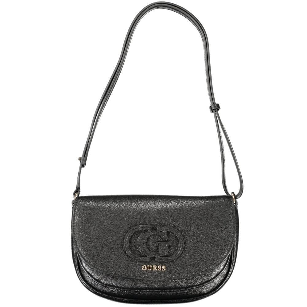 Guess Jeans Black Polyethylene Women Handbag with adjustable shoulder strap and dual compartments for organized style.