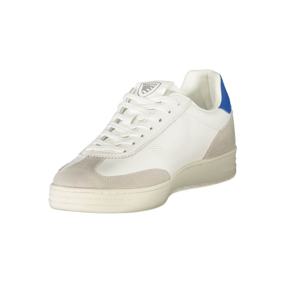 Blauer White Leather Men Sneaker with blue accents and plush removable insole for style and comfort