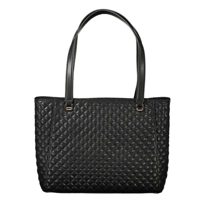Guess Jeans Black Polyethylene Women Handbag with quilted design and dual handles