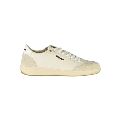 Blauer White Leather Men Sneaker with bold logo and comfortable design, perfect for fashion-forward style and premium quality.