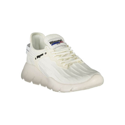 Blauer White Polyester Men Sneaker showcasing urban style with contrasting details and Blauer logo.