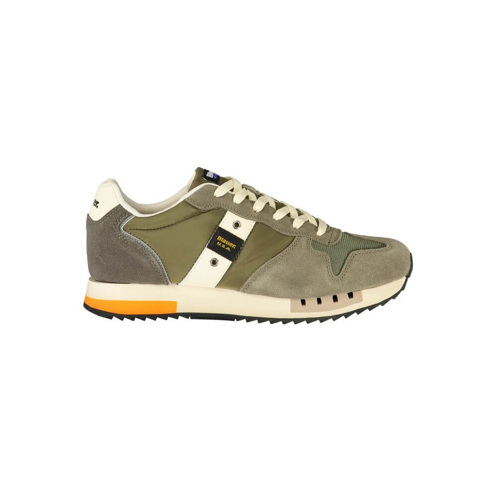 Blauer Green Polyester Men Sneaker with bold green hue and contrasting details, featuring a removable footbed for personalized comfort.