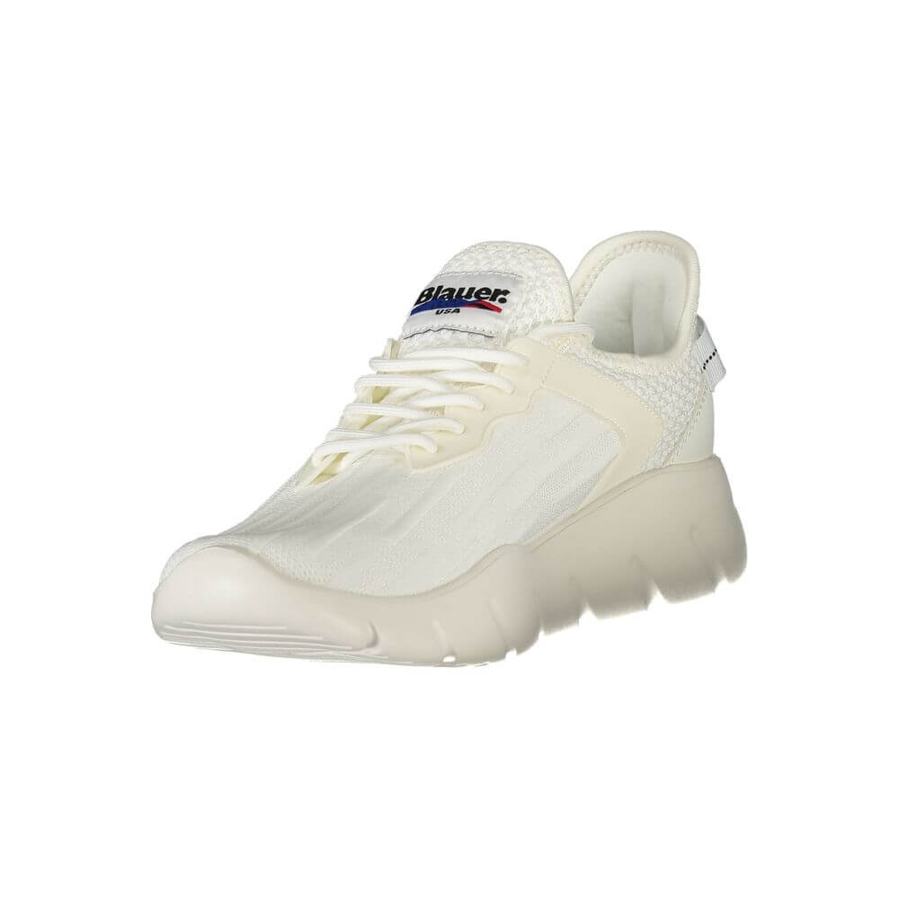 Blauer White Polyester Men Sneaker with bold design and logo, offering a blend of comfort and urban style