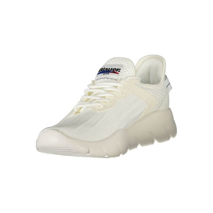 Blauer White Polyester Men Sneaker with bold design and logo, offering a blend of comfort and urban style