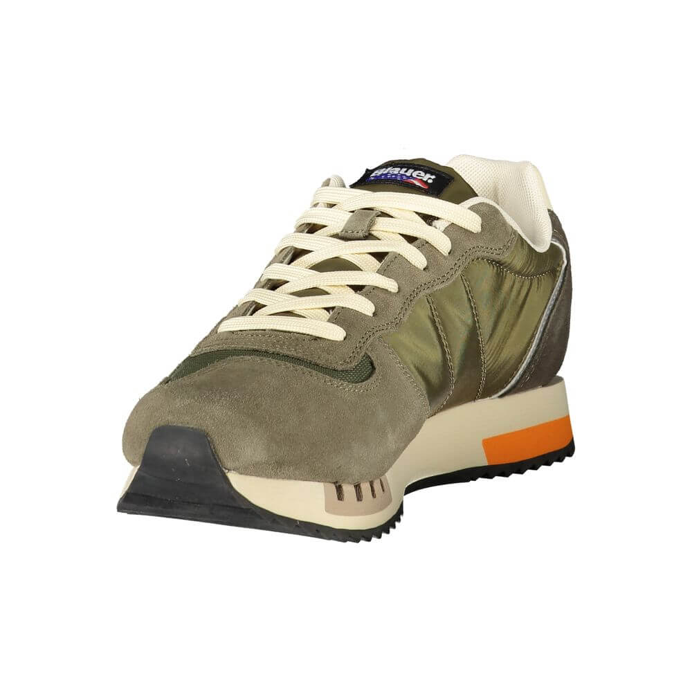 Blauer Green Polyester Men Sneaker with bold green hue and contrasting details, featuring a removable footbed for personalized comfort.