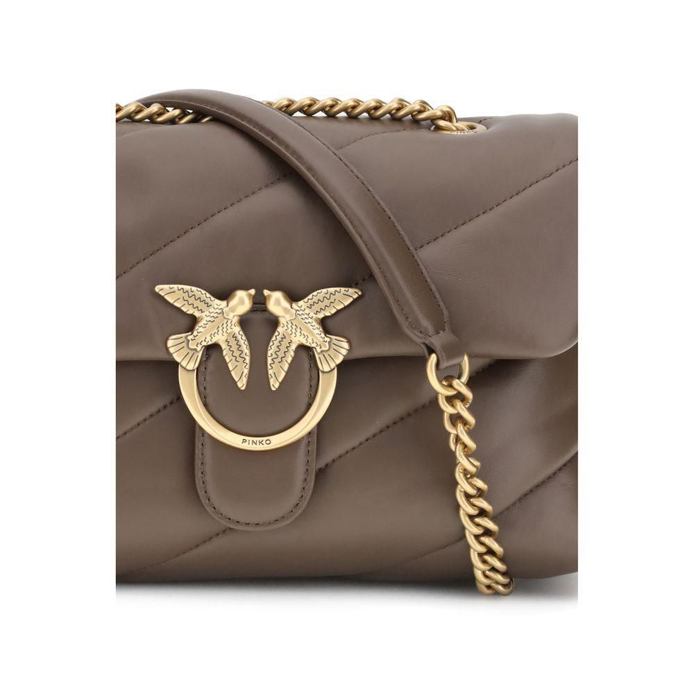 PINKO Brown Calf Leather Bos Taurus Shoulder Bag