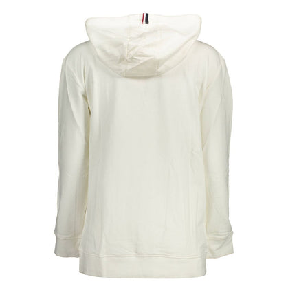 U.S. POLO ASSN. White Cotton Women Sweater with Hood and Pockets