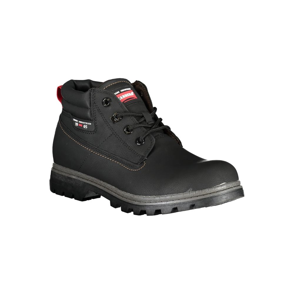 Carrera Black Polyester Ankle boot with laces, contrast details, and logo, perfect for outdoor activities.