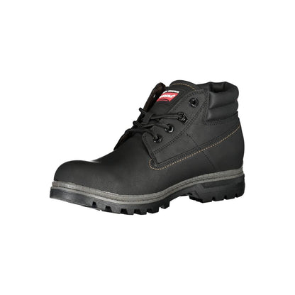 Carrera Black Polyester Ankle boot with laces, contrast details, and logo design on the side. Ideal for style and comfort.