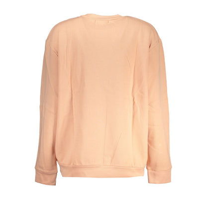 Back view of Cavalli Class Pink Cotton Women Sweater with soft fleece and long sleeves, showcasing elegant casual chic style.