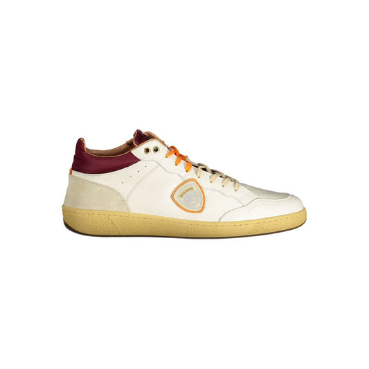 Blauer White Polyester Sneaker with laces and contrasting details, removable footbed, and logo application.