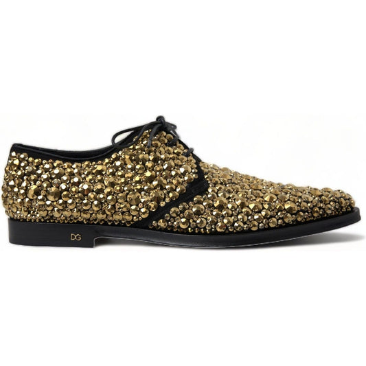 Dolce & Gabbana Black Gold Embellished Derby Shoes MV5158-43.5